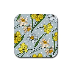 Narcissus Floral Botanical Flowers Rubber Coaster (square)