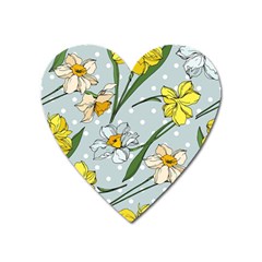 Narcissus Floral Botanical Flowers Heart Magnet