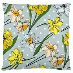 Narcissus Floral Botanical Flowers Large Premium Plush Fleece Cushion Case (two Sides) by Cowasu