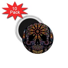 Skull Death Mosaic Artwork Stained Glass 1 75  Magnets (10 Pack) 