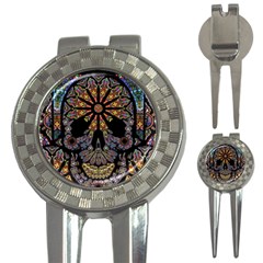 Skull Death Mosaic Artwork Stained Glass 3-in-1 Golf Divots