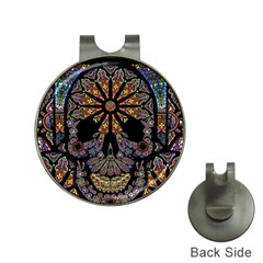 Skull Death Mosaic Artwork Stained Glass Hat Clips With Golf Markers