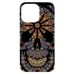 Skull Death Mosaic Artwork Stained Glass Iphone 14 Pro Max Black Uv Print Case by Cowasu