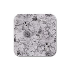 Vintage Cartography Atlas Nautical Map Rubber Square Coaster (4 Pack)