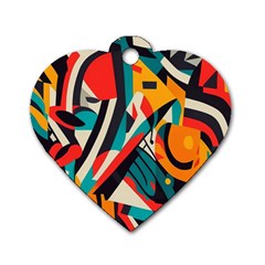 Colorful Abstract Dog Tag Heart (two Sides) by Jack14