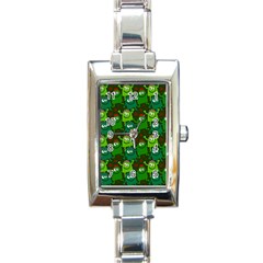 Green Monster Cartoon Seamless Tile Abstract Rectangle Italian Charm Watch by Bangk1t