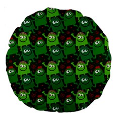 Green Monster Cartoon Seamless Tile Abstract Large 18  Premium Round Cushions
