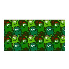 Green Monster Cartoon Seamless Tile Abstract Satin Wrap 35  X 70 