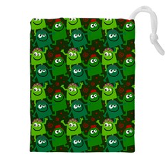 Green Monster Cartoon Seamless Tile Abstract Drawstring Pouch (4XL)