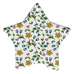 Flower Floral Pattern Star Ornament (two Sides)