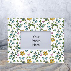 Flower Floral Pattern White Tabletop Photo Frame 4 x6  by Bangk1t