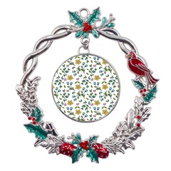 Flower Floral Pattern Metal X mas Wreath Holly Leaf Ornament