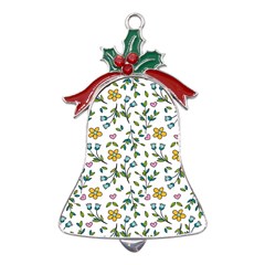 Flower Floral Pattern Metal Holly Leaf Bell Ornament