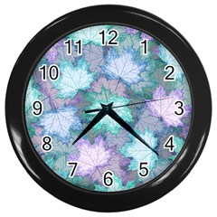 Leaves Glitter Background Winter Wall Clock (black)