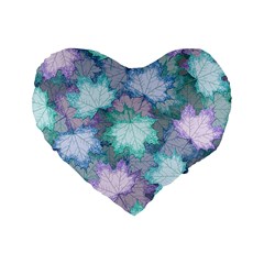 Leaves Glitter Background Winter Standard 16  Premium Flano Heart Shape Cushions