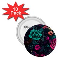 Roses Pink Teal 1 75  Buttons (10 Pack) by Bangk1t