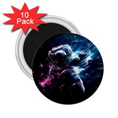 Psychedelic Astronaut Trippy Space Art 2 25  Magnets (10 Pack) 