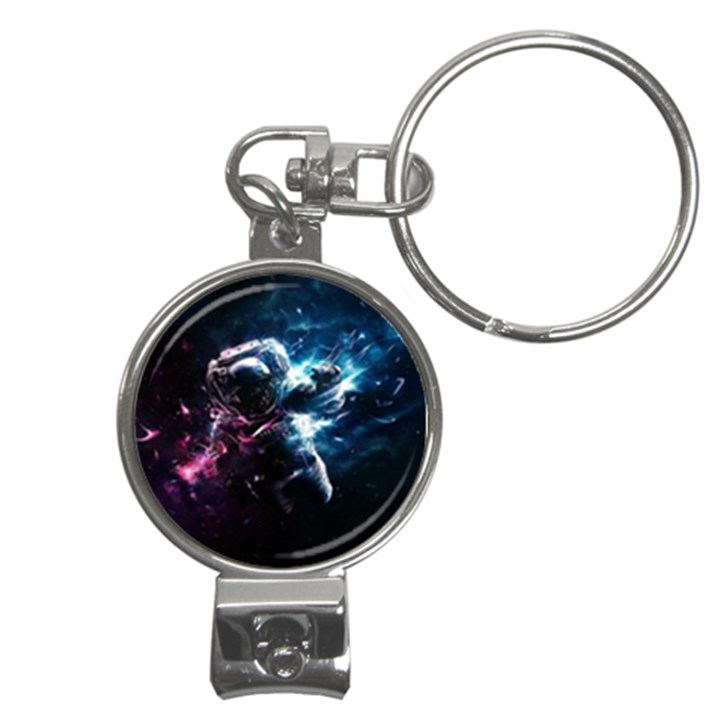 Psychedelic Astronaut Trippy Space Art Nail Clippers Key Chain