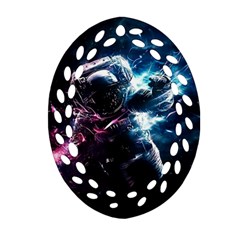 Psychedelic Astronaut Trippy Space Art Oval Filigree Ornament (two Sides)