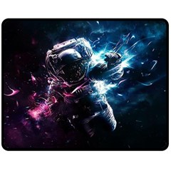 Psychedelic Astronaut Trippy Space Art Two Sides Fleece Blanket (medium) by Bangk1t