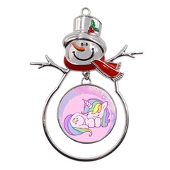 Unicorn Stitch Metal Snowman Ornament