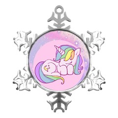 Unicorn Stitch Metal Small Snowflake Ornament