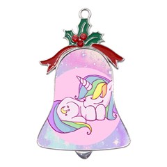 Unicorn Stitch Metal Holly Leaf Bell Ornament