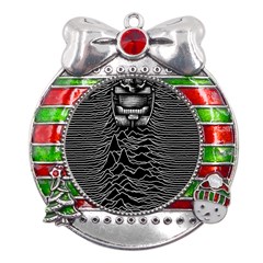 Ship Division Metal X mas Ribbon With Red Crystal Round Ornament