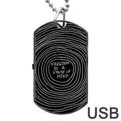 Psychedelic Art Freedom Is A State Of Mind Trippy Quotes Dog Tag Usb Flash (two Sides) by Bangk1t