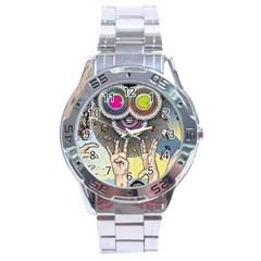 Vintage Trippy Aesthetic Psychedelic 70s Aesthetic Stainless Steel Analogue Watch