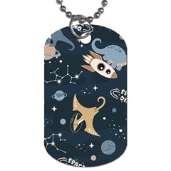 Space Theme Art Pattern Design Wallpaper Dog Tag (two Sides)