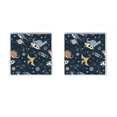 Space Theme Art Pattern Design Wallpaper Cufflinks (square) by Ndabl3x