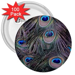 Peacock Feathers Peacock Bird Feathers 3  Buttons (100 Pack)  by Ndabl3x