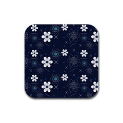 Flowers Pattern Pattern Flower Texture Rubber Square Coaster (4 Pack)