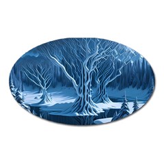 Nature Winter Cold Snow Landscape Oval Magnet by Ndabl3x