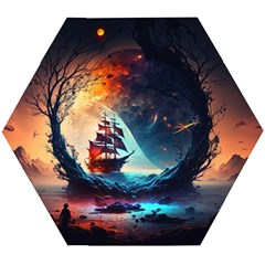 Tree Planet Moon Wooden Puzzle Hexagon by Ndabl3x