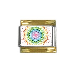 Mandala Pattern Rainbow Pride Gold Trim Italian Charm (9mm) by Ndabl3x