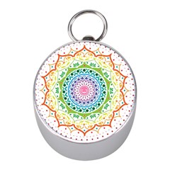 Mandala Pattern Rainbow Pride Mini Silver Compasses by Ndabl3x