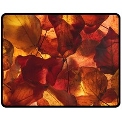 Leaves Fall Autumn Season Orange Fleece Blanket (medium) by Ndabl3x