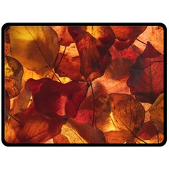 Leaves Fall Autumn Season Orange Two Sides Fleece Blanket (large) by Ndabl3x