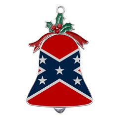 Rebel flag  Metal Holly Leaf Bell Ornament