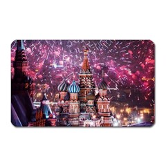 Moscow Kremlin Saint Basils Cathedral Architecture  Building Cityscape Night Fireworks Magnet (rectangular)