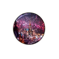 Moscow Kremlin Saint Basils Cathedral Architecture  Building Cityscape Night Fireworks Hat Clip Ball Marker (10 Pack)