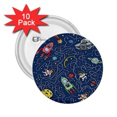 Cat Cosmos Cosmonaut Rocket 2 25  Buttons (10 Pack) 