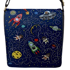 Cat Cosmos Cosmonaut Rocket Flap Closure Messenger Bag (s) by Cowasu