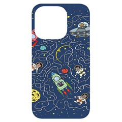 Cat Cosmos Cosmonaut Rocket Iphone 14 Pro Black Uv Print Case by Cowasu