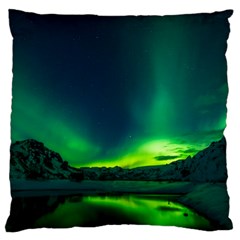 Iceland Aurora Borealis Large Premium Plush Fleece Cushion Case (one Side) by Cowasu