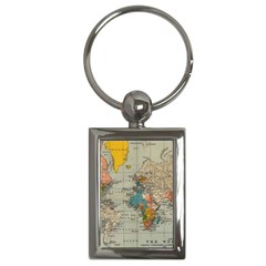 Vintage World Map Key Chain (rectangle)