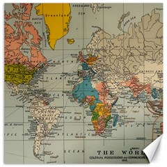 Vintage World Map Canvas 16  X 16 