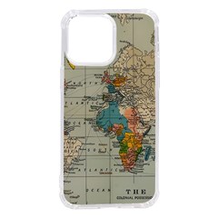 Vintage World Map Iphone 14 Pro Max Tpu Uv Print Case